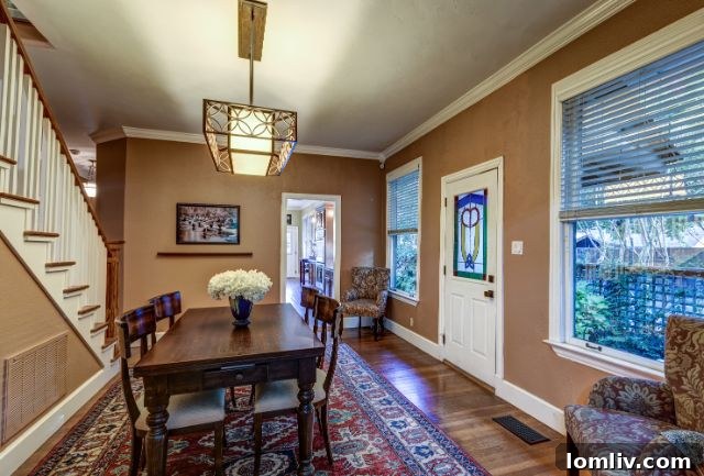 Elegant dining room with classic furnishings in a Dallas Craftsman home