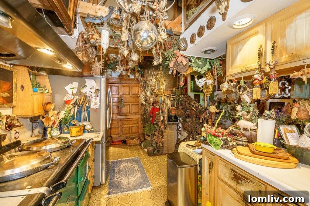 Disorienting Kitchen Interior with Numerous Objects