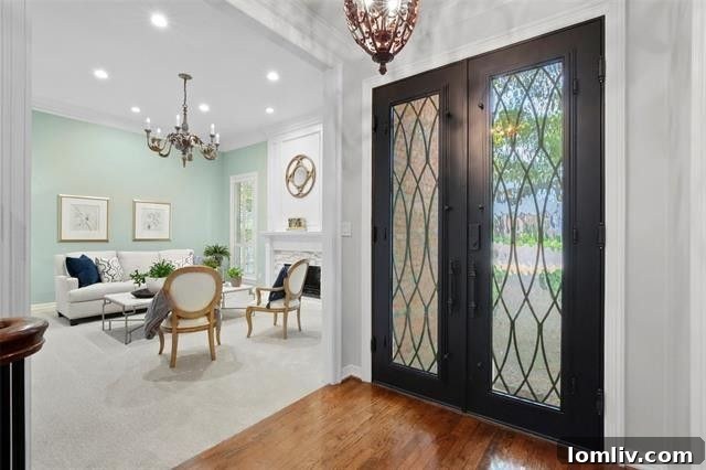 Inviting living room with a custom home bar, ideal for entertaining.