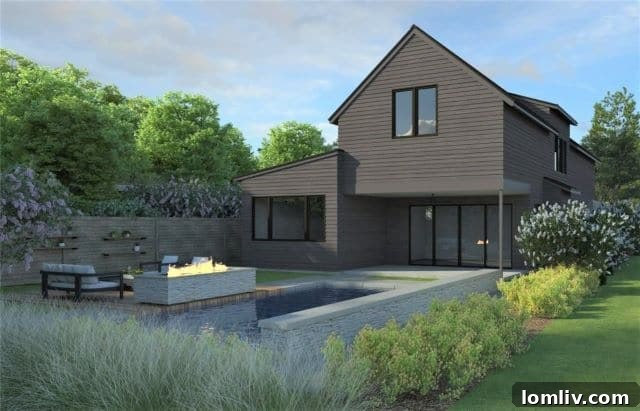 Exquisite modern transitional home exterior in Little Forest Hills