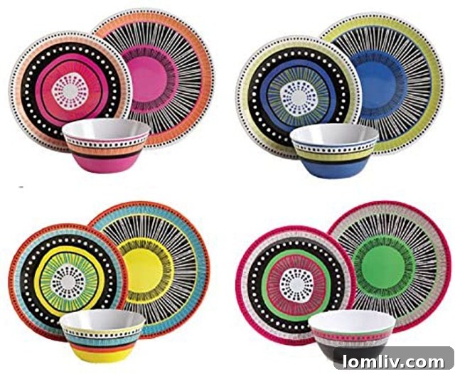 Gibson Studio Modern Art Collection Melamine Dinnerware