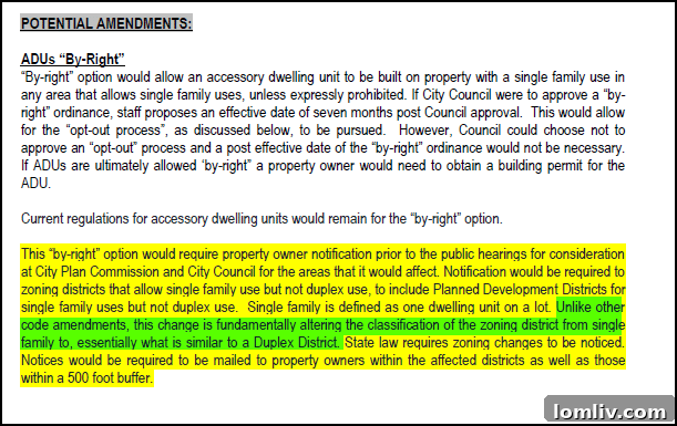 City Staff Report Excerpt on Accessory Dwelling Units