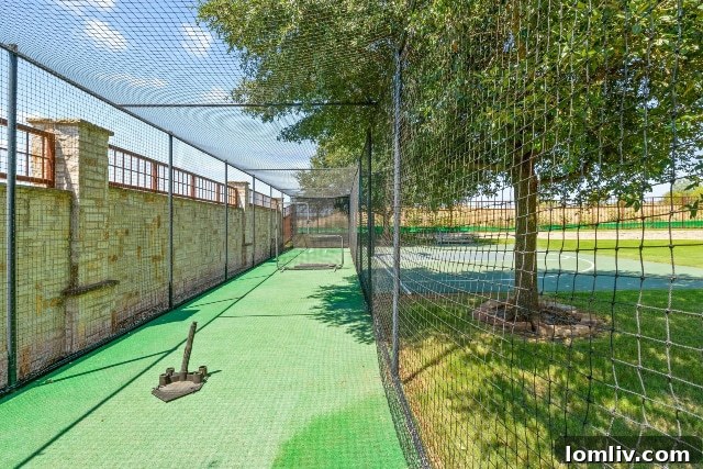 Outdoor batting cage for private practice and athletic training.
