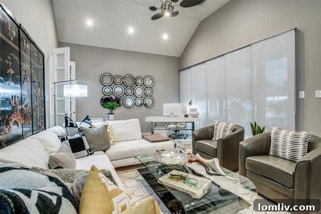 Custom built-in shelving and a functional desk area, perfect for a home office or study
