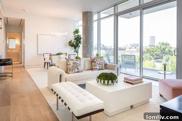 Vibrant and glamorous living area in Residence 301 by Dunbar Road Design, with unique art pieces and bold color accents.