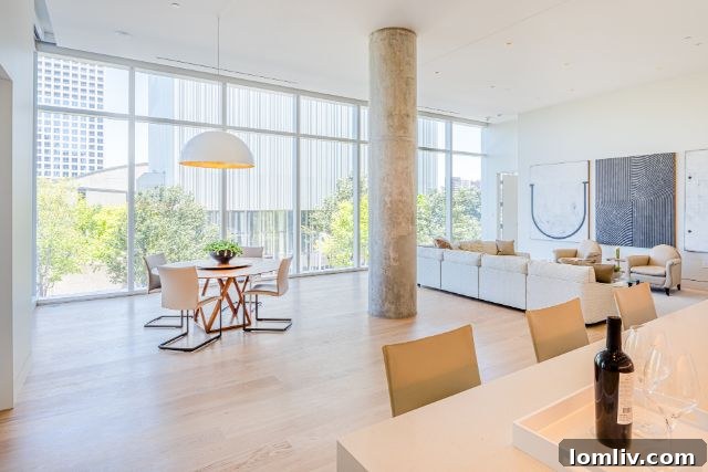 Panoramic view of the iconic Wyly Theatre and the Dallas Arts District from Residence 201's living space.