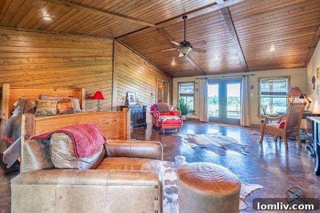 East Texas Ranch A Horse's Dream Playground 6 Spacious open-plan living room with large windows overlooking the ranch