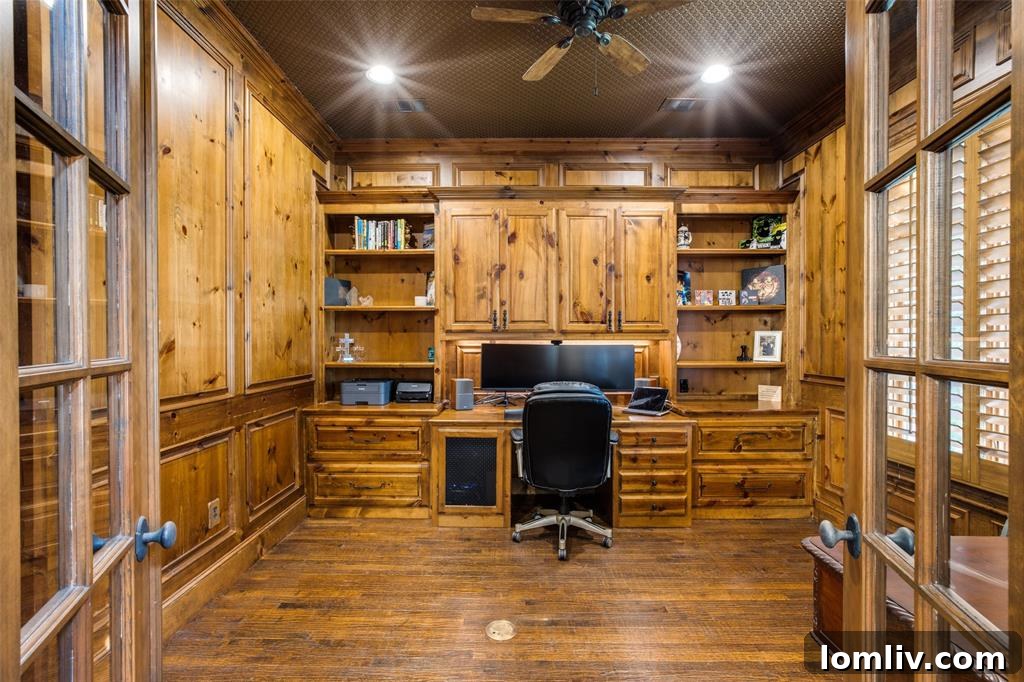 5705 Colleyville Home Office - Wood Paneling and Built-ins