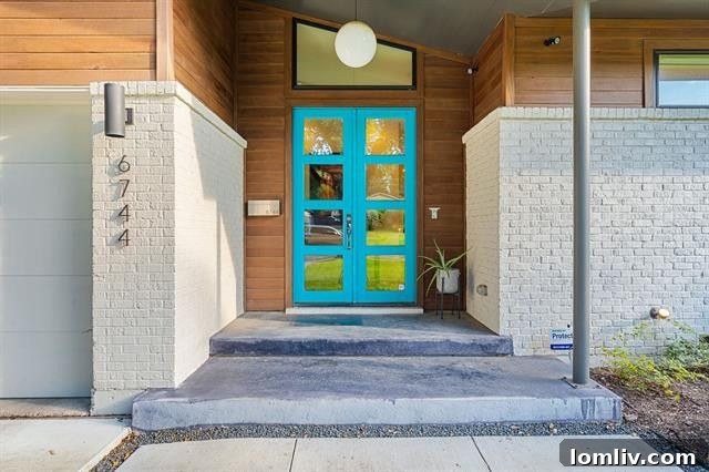 Where Midcentury Modernism Meets Treehouse Wonder 3 Exterior view of the modern midcentury home, showcasing architectural lines and inviting entrance.