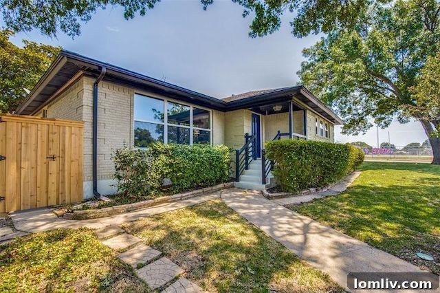 Charming Front View of Updated Midcentury Modern Dallas Home