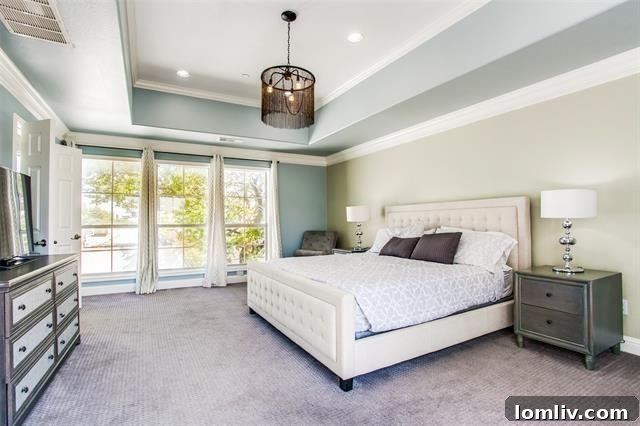 Luxurious and private third-floor master suite in a Dallas townhome