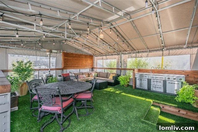 Exclusive private walk-out covered patio extending from a luxury Fort Worth condominium