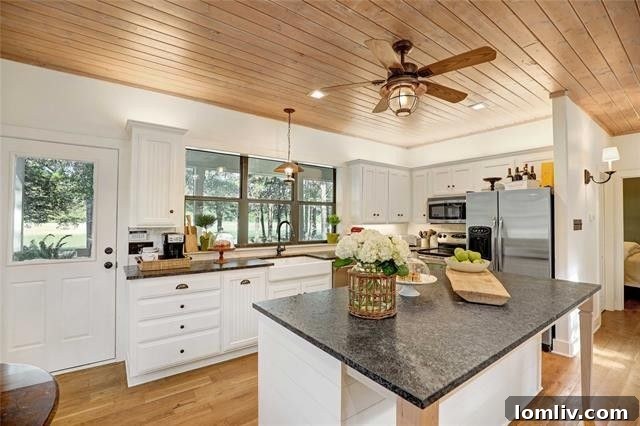 Modern Kitchen with Large Island, Granite Countertops, Stainless Steel Appliances