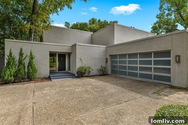Sleek contemporary exterior of 9619 Rocky Branch Drive in Dallas