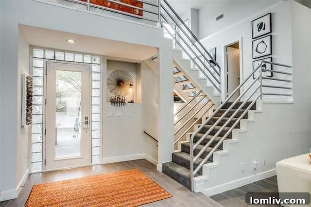 Vibrant entryway of a contemporary Dallas home on Valley Chapel Lane, showcasing modern design