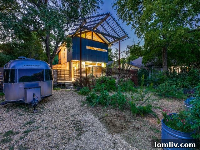 The impressive two-story polycarbonate wall of the 8643 Groveland Drive home, filtering natural light and connecting to the outdoors.