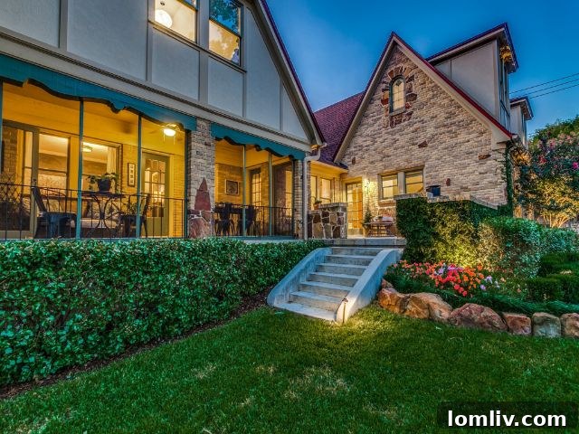 Elegant entrance and landscaping of 930 Valencia Street, Dallas TX