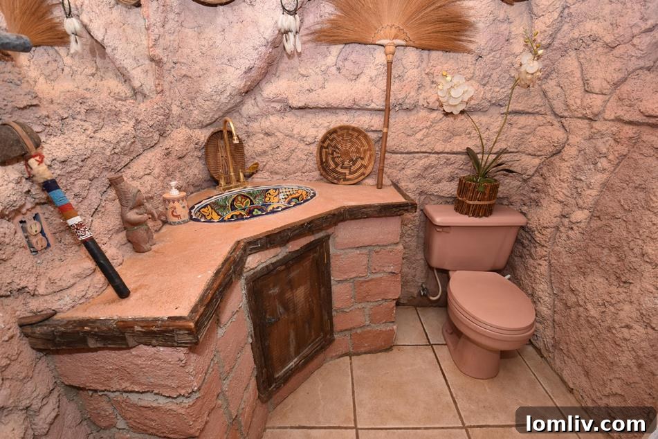 Seating area within the rock-themed atrium, blending comfort with the unique design