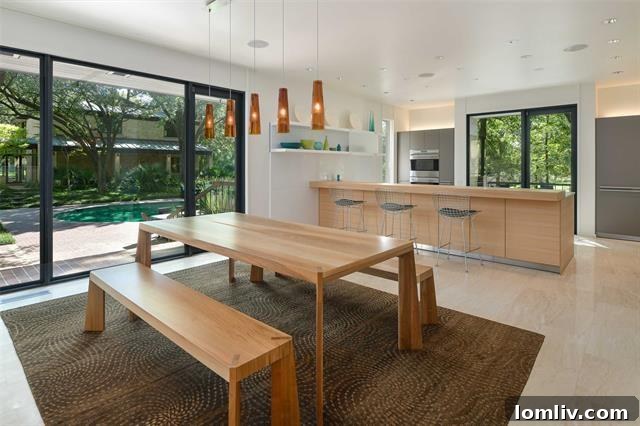 Gourmet Bulthaup kitchen, a modern update to the classic Texas Modern aesthetic at 10240 Gaywood Road.