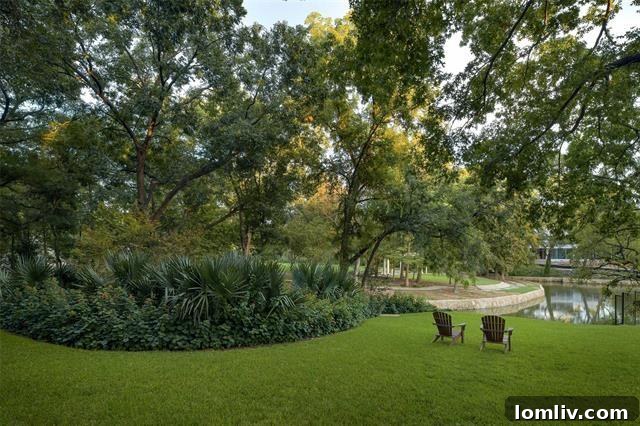 Panoramic view of the sprawling estate, highlighting its secluded setting and architectural grandeur.