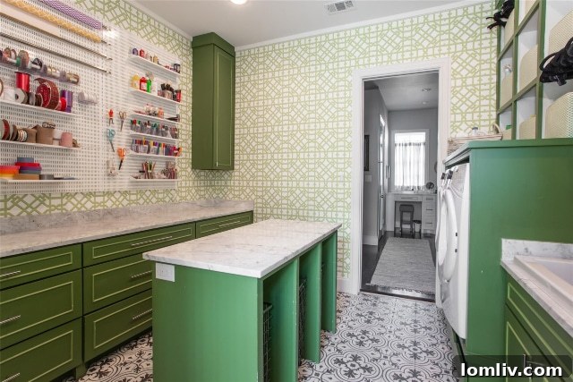 Spacious and highly organized main laundry room in a luxury home
