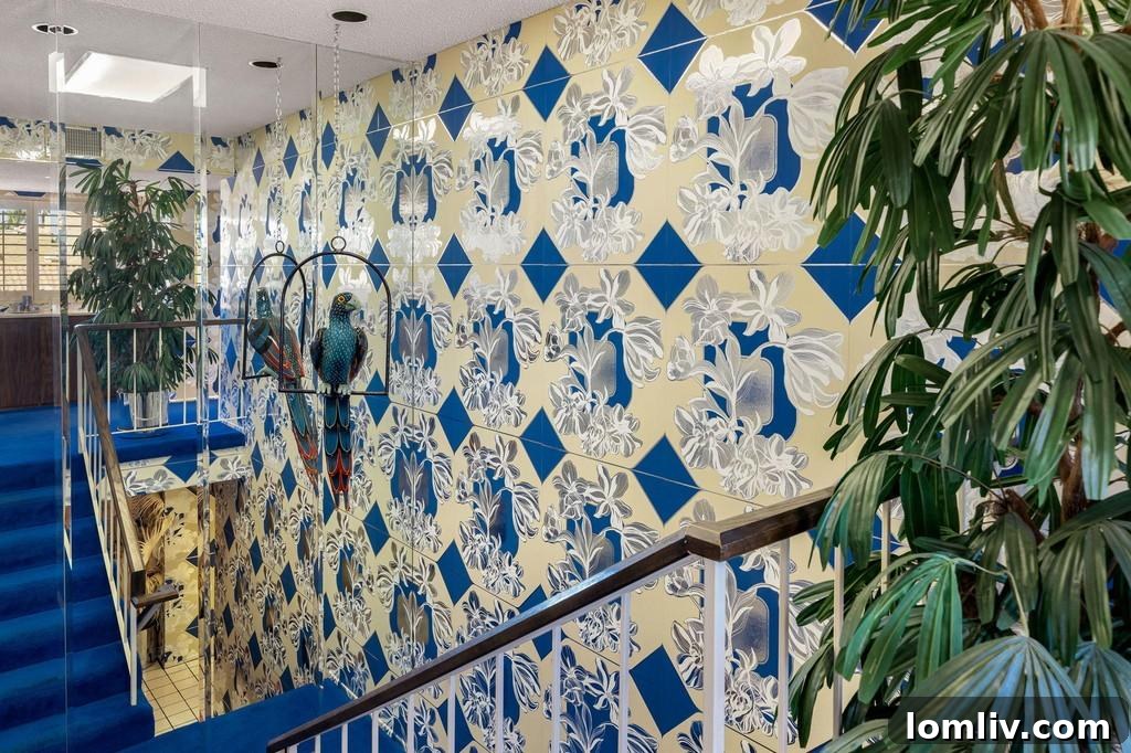 Decorative fake parrots adding a whimsical touch to the interior