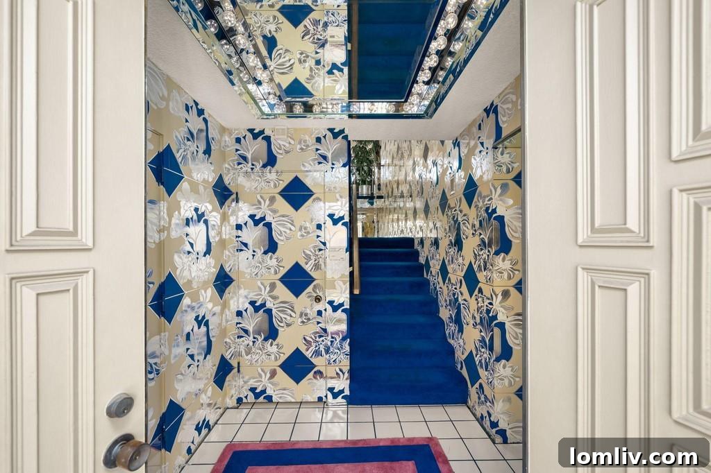 Patterned entryway leading deeper into the 1970s townhome