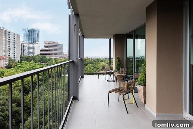 Dallas high-rise balcony with panoramic city views