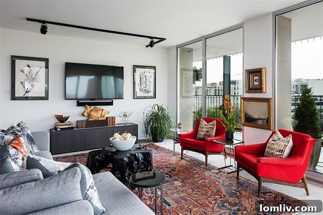 Floor-to-ceiling windows revealing Downtown Dallas and Turtle Creek views