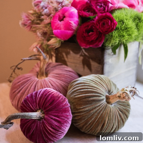 Colorful Velvet Plush Pumpkins for Fall Decor