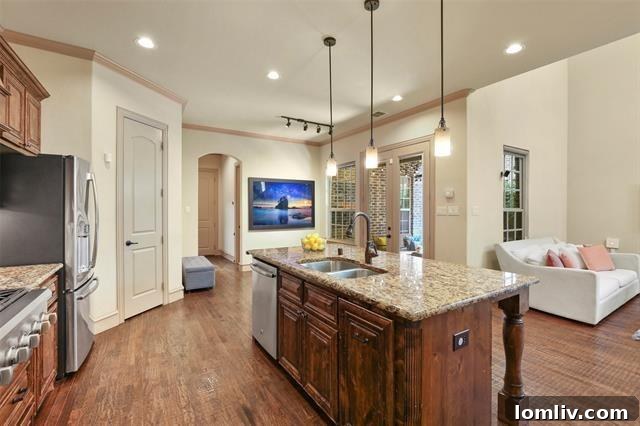 Elegant dining space connected to kitchen, perfect for entertaining
