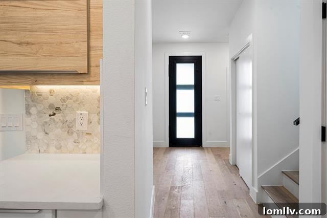 Interior living space with white oak floors