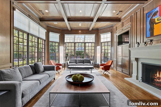 6026 Glendora Avenue - Luxurious Living Area with Rich Wood Accents