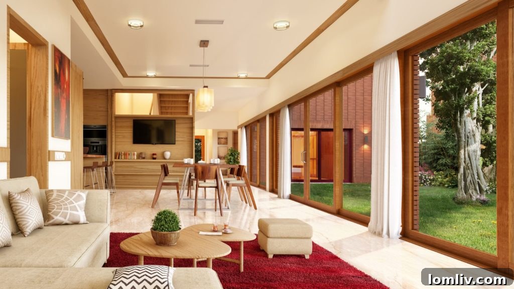 Interior view of a Tapestry home showcasing open design and natural materials, emphasizing timelessness and connection to nature.