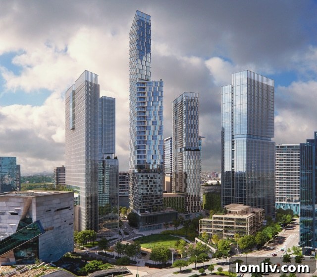 Oak Lawn Committee Eyes Knight Street and Night Sky Upgrades 3 High-angle view of the proposed North End Dallas development, showcasing its layout and proximity to landmarks