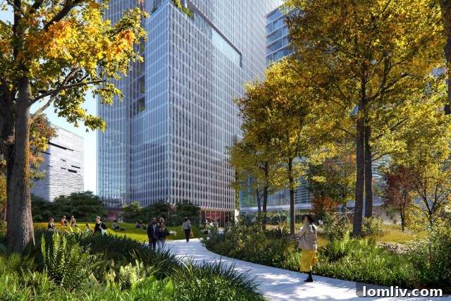 Oak Lawn Committee Eyes Knight Street and Night Sky Upgrades 10 The North End central park vista, with the Perot Museum visible in the background, signifying public-private collaboration