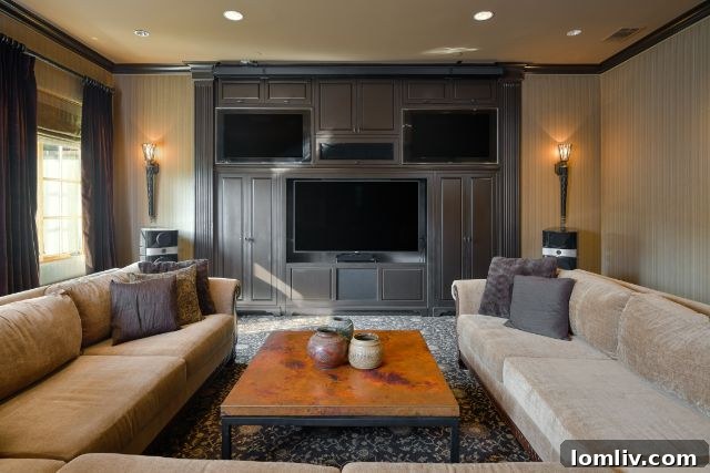 Custom wine room with extensive floor-to-ceiling bottle storage and elegant lighting