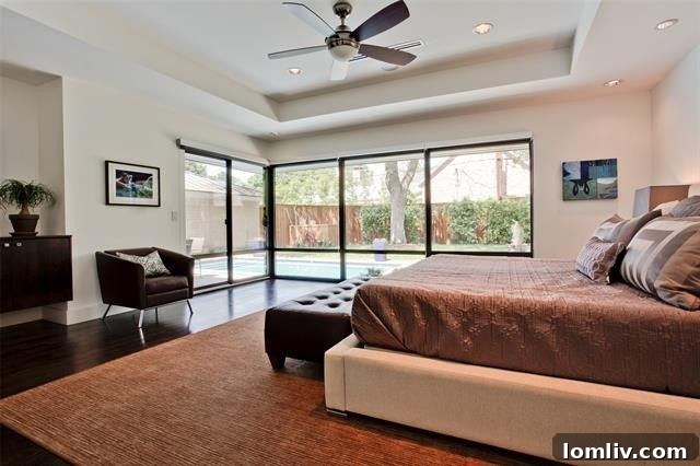A closer look at the elegant interior design of the owner's suite, showing comfort and style.