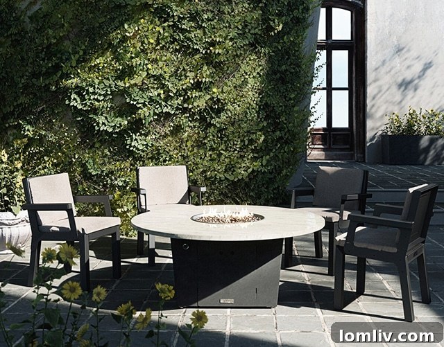 Cozy outdoor entertaining space with fireplace