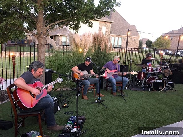 Musician performing for a small audience in an outdoor setting