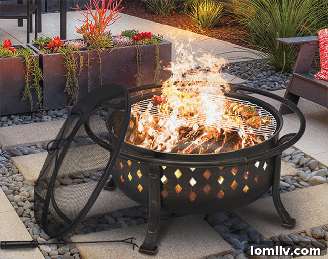 Modern fire pit with seating