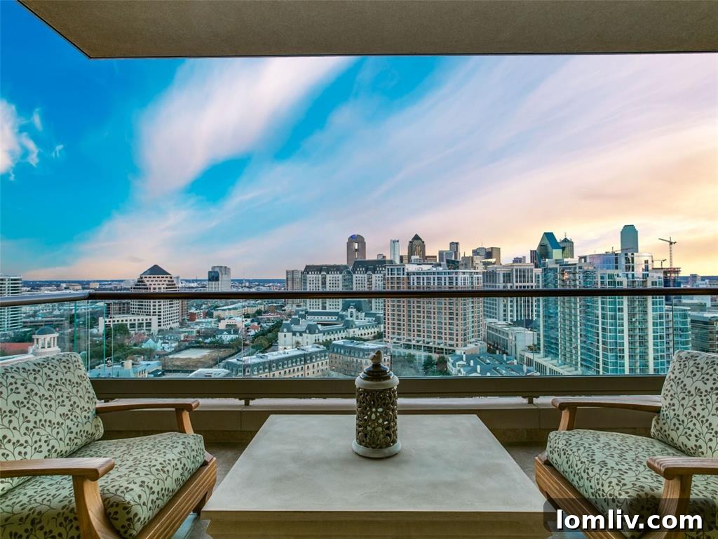 Stoneleigh Double Unit: A Symphony of Georgian Heritage and Modern Design 12 Panoramic Dallas City Skyline from High-Rise