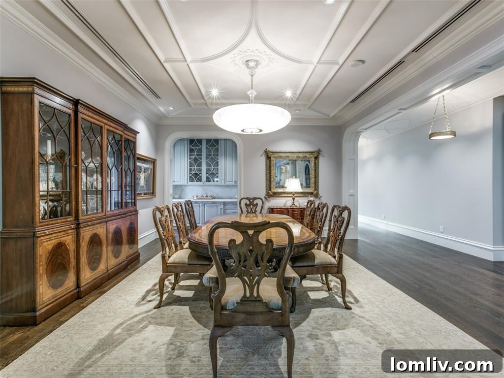 Stoneleigh Double Unit: A Symphony of Georgian Heritage and Modern Design 4 Elegant Dining Room Dallas Luxury Condo