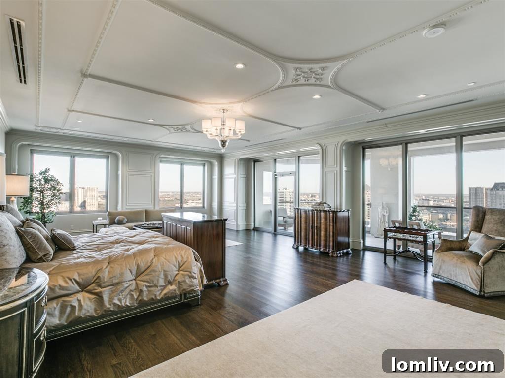 Stoneleigh Double Unit: A Symphony of Georgian Heritage and Modern Design 7 Luxury Master Bedroom Dallas High Rise City View