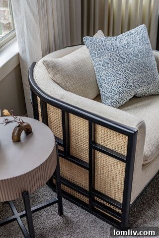 2021 Interior Design Forecast 3 Relaxed living area featuring woven furniture and natural textures, promoting an organic vibe.
