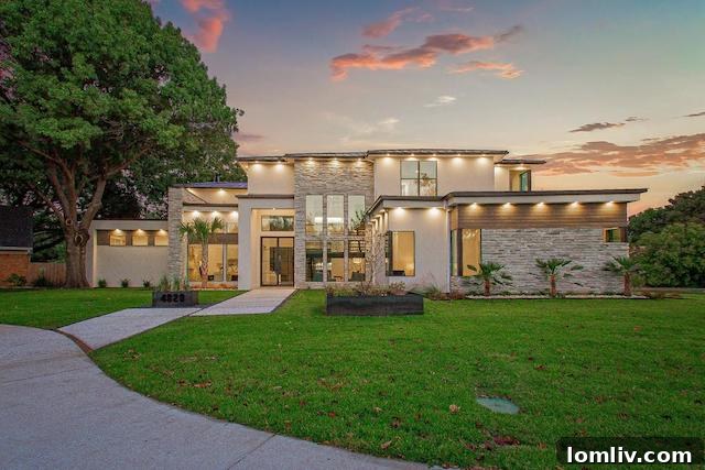 Stunning modern contemporary home exterior on Mill Creek Place, Dallas