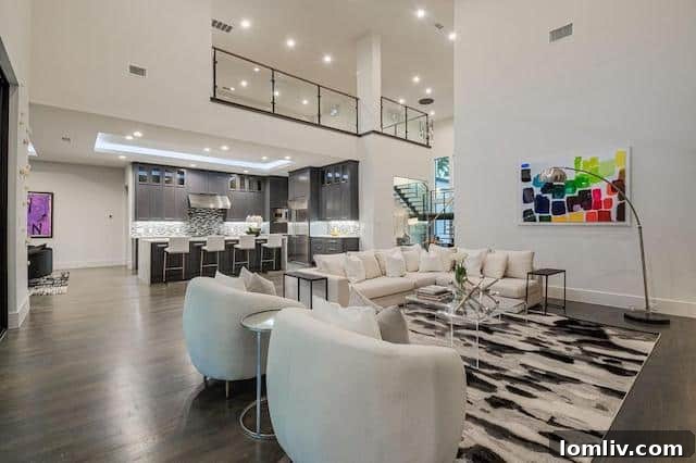 Luxurious primary bedroom with elegant furnishings in a modern Dallas house