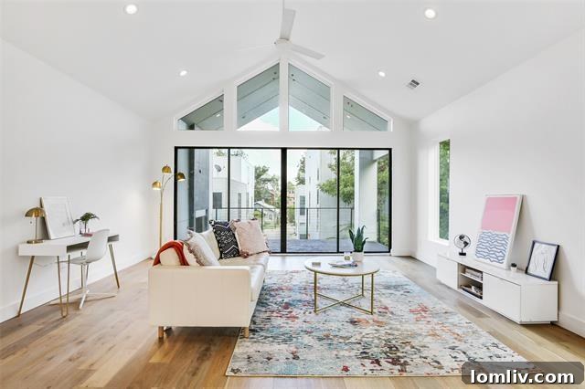 Front facade of the 4402 Capitol Ave modern duplex, showcasing its unique architectural features and inviting entrance