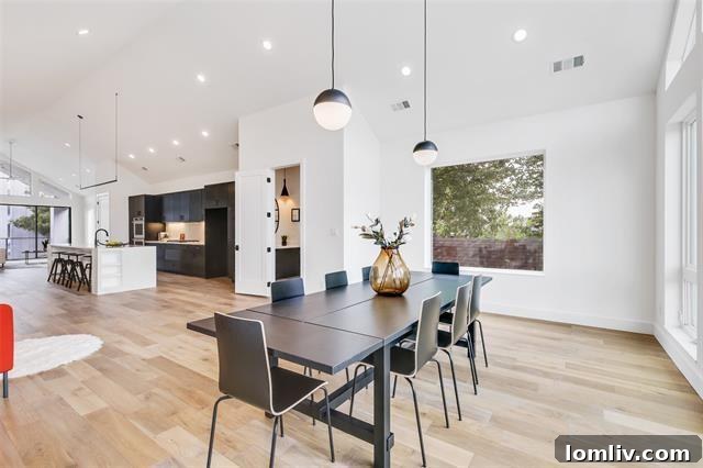 Detail shot of the modern kitchen with an island, showcasing the high-quality finishes and contemporary design