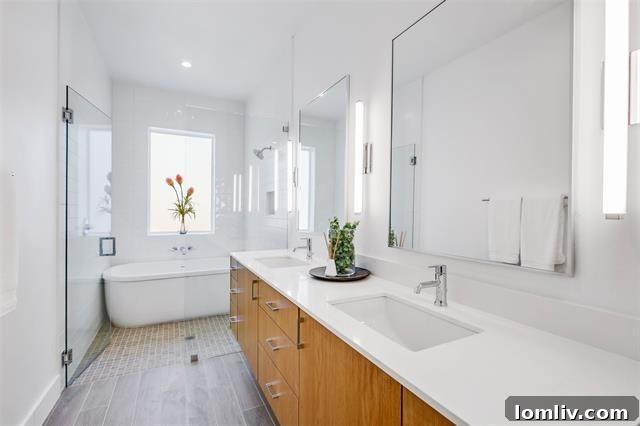 A cozy yet stylish bedroom on the lower level, featuring ample space and modern decor
